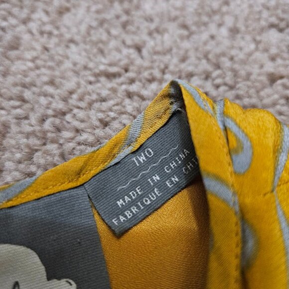 Anthropologie Girls from Savoy Women Size 2 Yellow Gray Silk Retro MOD Dress - Picture 6 of 8